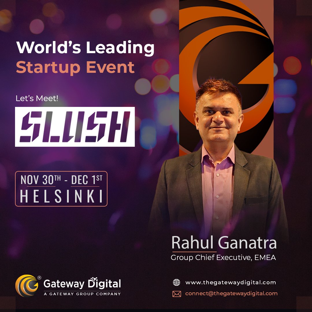 🚀Team Gateway Digital is attending <a href="/SlushHQ/">Slush</a> again! 🌟

🤝Connect with Rahul Ganatra for meaningful conversations on the latest trends and solutions at Slush!

#GatewayGroup #technology #event #startup #innovation #meetup #slush #digitaltransformation #leaders #networking