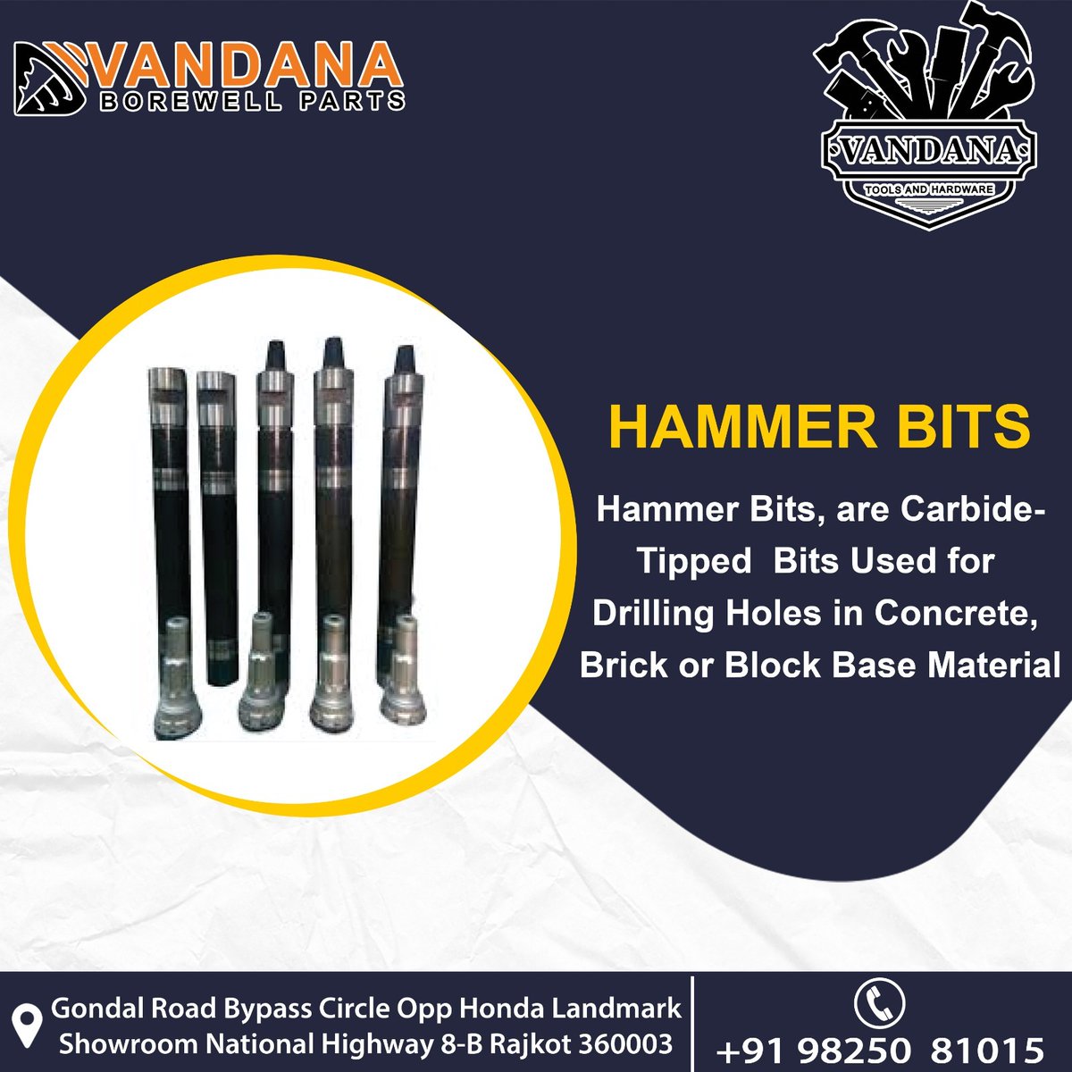 VandanaTools's tweet photo. Hammer Bits are used for drilling holes in concrete, brick or base material.
For Order Inquiry Call Now:- 098250 81015
.
.
.
#vandana #tools #tools&amp;hardware #borewellparts #hardware #parts #besttools #rajkot #rajkotgujrat #rajkotinstagram #rajkot_news #rajkot_igers #rajkot_dairie https://t.co/C3cQO4AzIQ