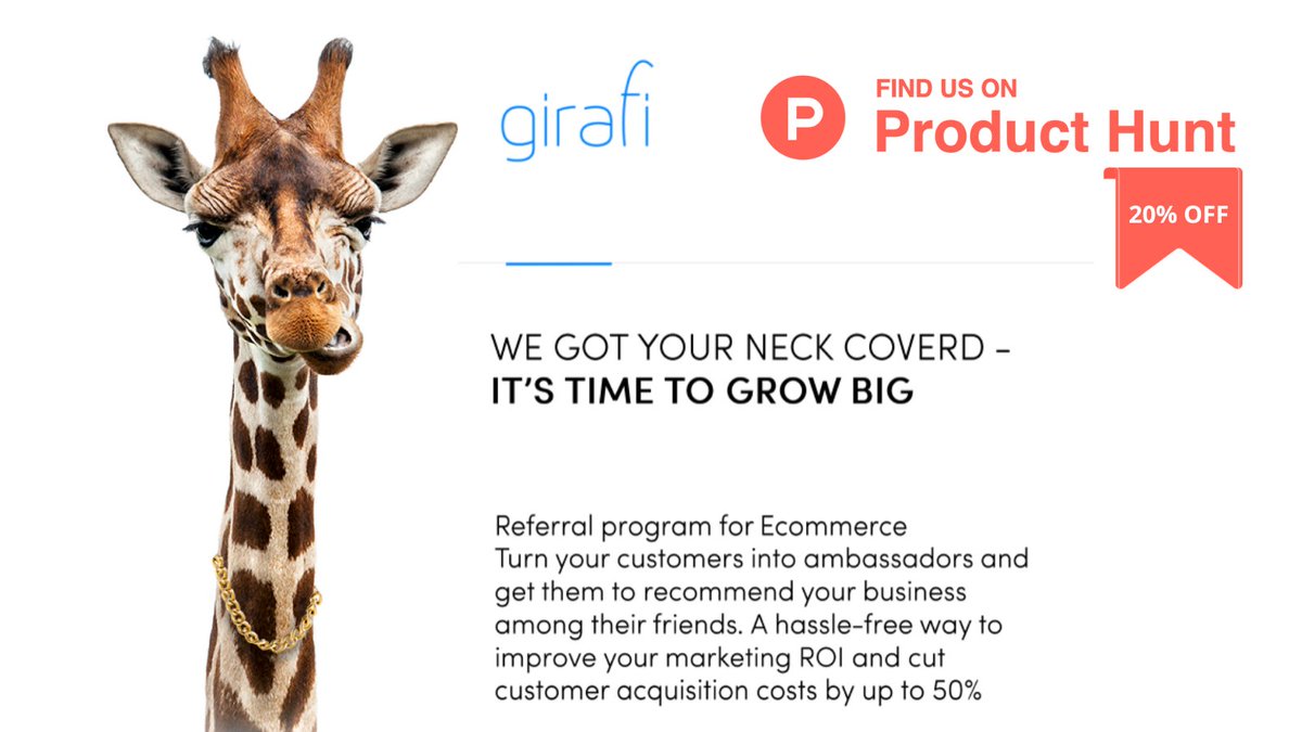 girafi_co's tweet photo. Girafi: Referral program for E-commerce and SaaS companies https://t.co/yNc59Tqfkn via @ProductHunt Catch Girafi with Special Promo Code for PH Community 🧡

Launch on November 22nd, 2023 12:01 AM PST ⏰ https://t.co/wOARs9WvBt