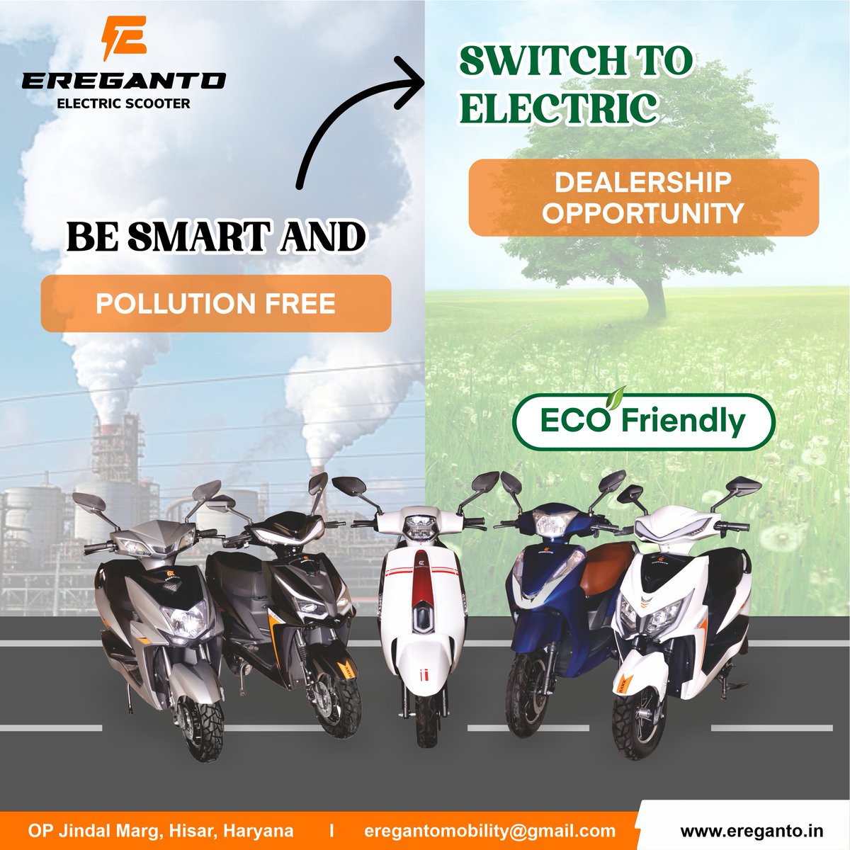 Be Smart and Switch to Electric
Pollution Free
Dealership Opportunity
Ereganto E-Bikes
.
#electric #scooty #scooter #ElectricScooty #electricscooters #goelectric #TheFutureIsElectric #PowertheChange #BestEScooterInIndia #MakeTheSmartMove #ElectricIsTheFuture #SwitchToElectric