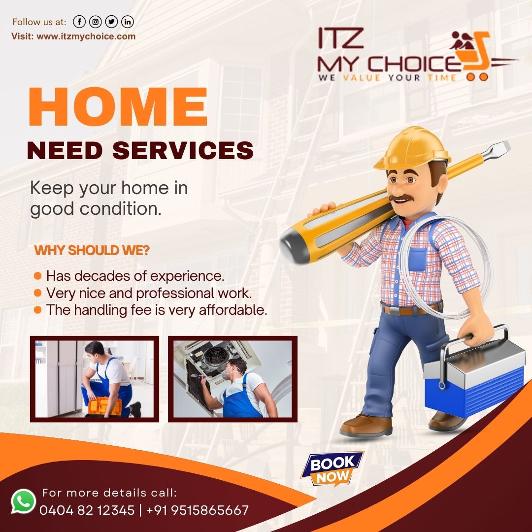🏡✨ HOME NEED SERVICES ✨🏡

⏰ WE VALUE YOUR TIME OO ⏰ Keep your home in good condition with our expert services!

For more details, call us at 0404 82 12345 | +91 9515865667 📞🏠

#HomeServices #TimeSavers #ExpertiseYouCanTrust #ProfessionalWork #AffordableRates