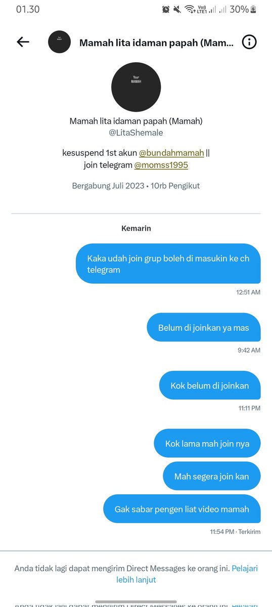 Cahyo2812's tweet photo. Ada yang tau akun ini??
Ðia penipu saya udah transfer buat gabung grup telegram tp semua sosmed gua di blog.
Tolong yang tau boleh bantuannya buat saya ketemu atau ngobrol sama dia.
@LitaShemale @mamahisback1203 @aa_sunda18 @Tahubulat484099 @Bujangkampung02  bantu kak🙏🙏 https://t.co/1NHAQqw7HP