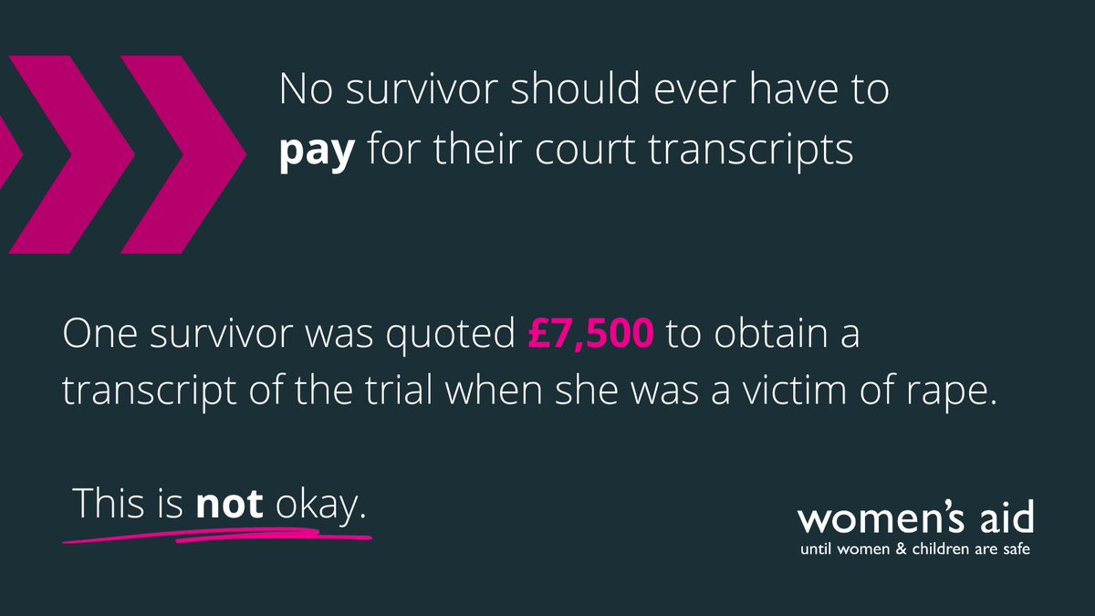 The government must enable survivors to receive transcripts of their court hearings free of charge. It is unacceptable that survivors are being charged extortionate fees to access this important information. [1/4]