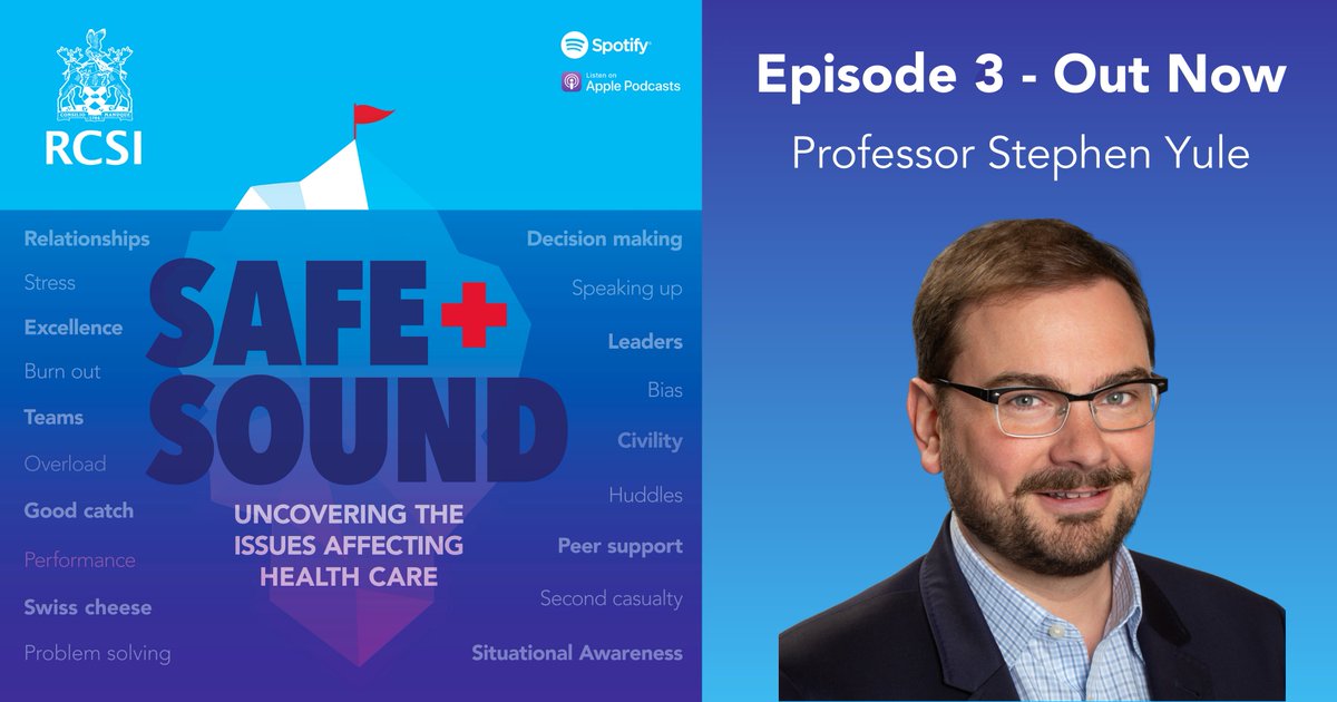 Episode 3 out now – Professor Stephen Yule, Chair of Behavioural Sciences, University of Edinburgh - RCSI Safe & Sound podcast Spotify open.spotify.com/show/0Zys1Mbf7… Apple Podcasts podcasts.apple.com/ie/podcast/rcs…