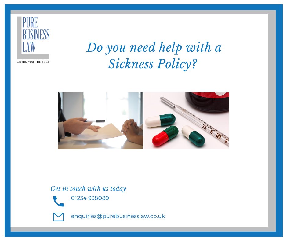 Do you need help with a Sickness Policy?

If you have employees, you are required to set out details of their sick pay and leave entitlements in their employment contracts.

To find out more, visit our page on our website at: purebusinesslaw.com/start-up-legal…