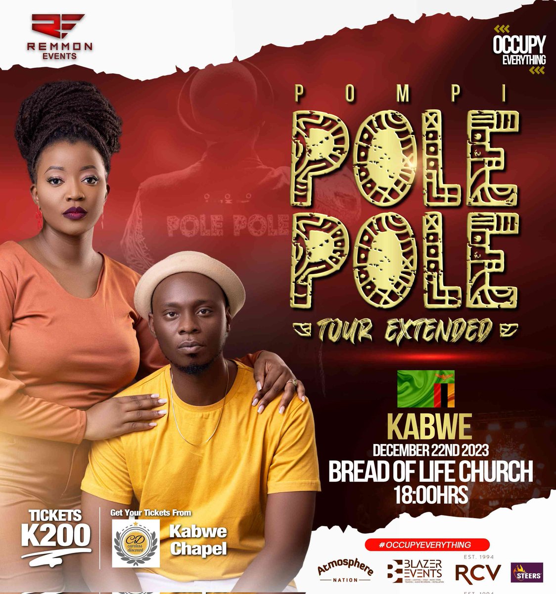 ThePompi's tweet photo. Ba Kabwe ๐ฟ๐ฒ
We heard you when you said the Pole Pole Tour must come to you, our excitement level is through the roof because the tour is hitting your town on December 22nd.
#RemmonEvents
#BlazerEvents https://t.co/MrvAhDqjy6