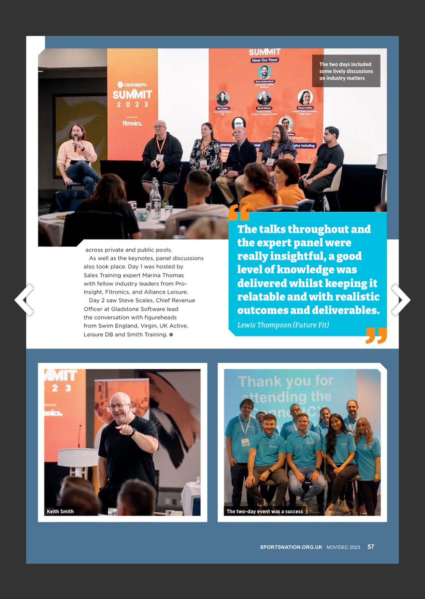 TRPnews's tweet photo. Fantastic to see our recent ConnectCX and CoursePro events featured in @SportsNationMag - see pages 56 & 57!
https://t.co/Ixr9hDBUk8
#fitnessindustry #leisure #events #learning #ConnectCX #CoursePro #cx https://t.co/CUlNz1F0w7