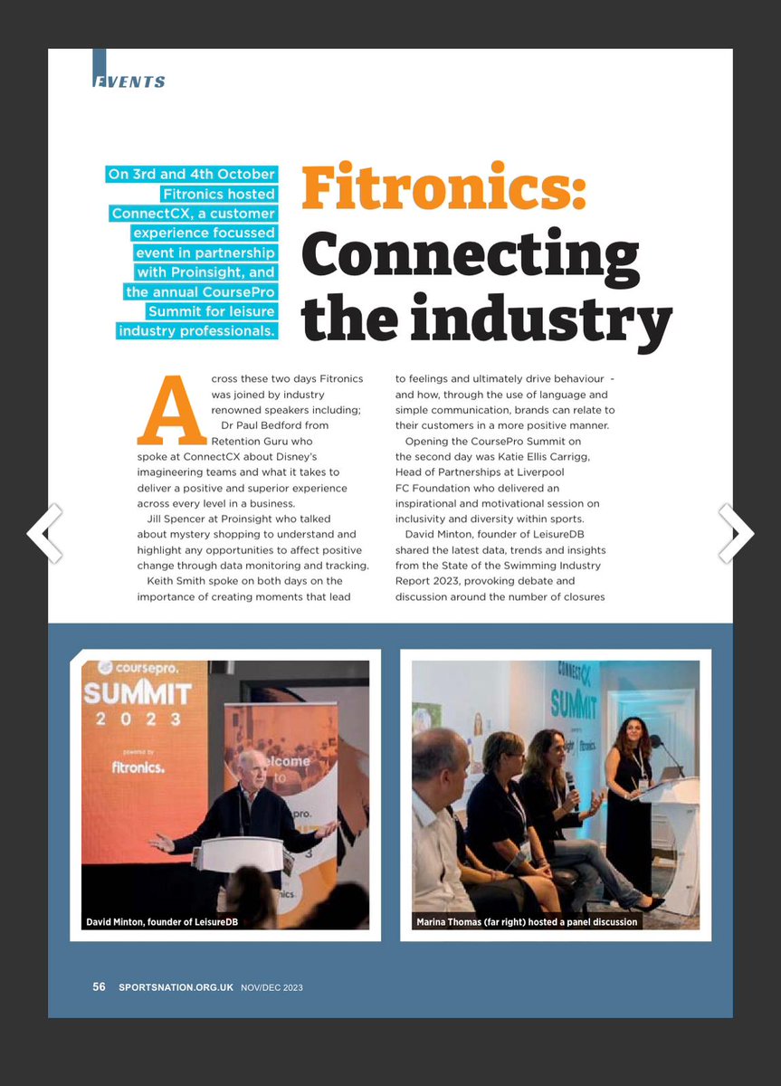 TRPnews's tweet photo. Fantastic to see our recent ConnectCX and CoursePro events featured in @SportsNationMag - see pages 56 & 57!
https://t.co/Ixr9hDBUk8
#fitnessindustry #leisure #events #learning #ConnectCX #CoursePro #cx https://t.co/CUlNz1F0w7