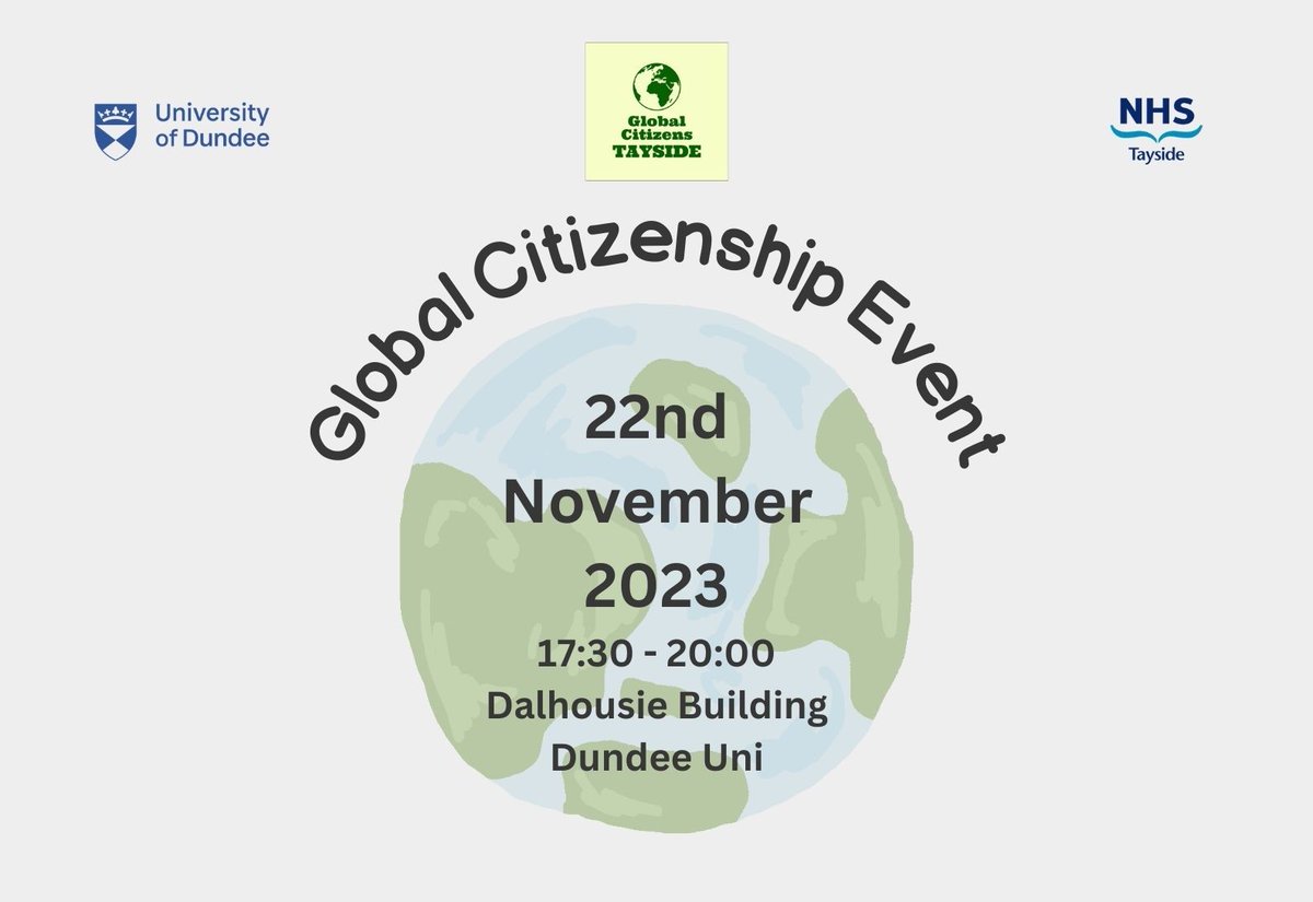 Looking forward to the 2nd <a href="/GlobalTayside/">Global Citizens Tayside</a> #globalcitizenship event, tomorrow in the Dalhousie building, <a href="/dundeeuni/">University of Dundee</a>.

As well as presentations from UG and PG finalists, and poster display, we'll be hearing from Principal <a href="/IainGillespie5/">Iain Gillespie</a> and Prof <a href="/ggyrach/">george youngson</a>.

Snacks too - join us!