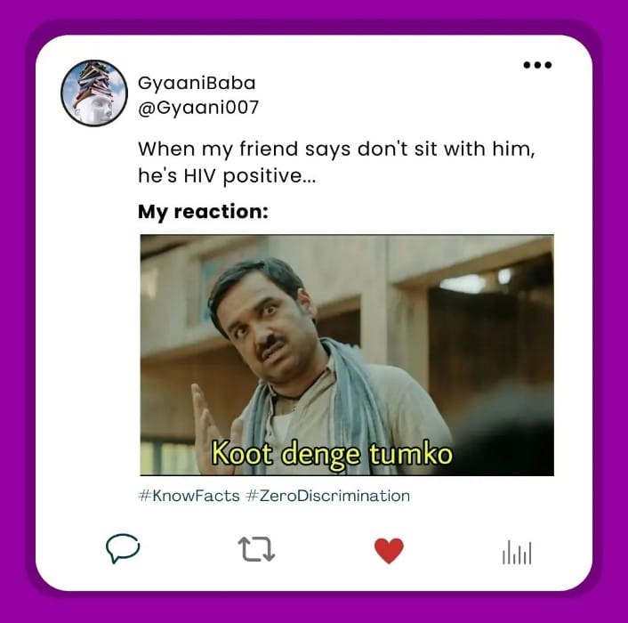 TGSACS1's tweet photo. HIV does not spread through sitting, eating, sharing, and working with an #HIVPositive person.
#knowfacts #havecorrectinformation and #Stayupdated https://t.co/wWUxsdbzAq