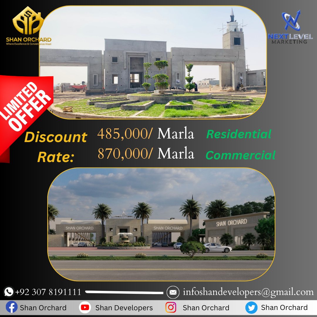 shan_developers's tweet image. 🏡 Your dream space awaits at #shanorchard! 💸 Get 15,000 OFF on residential plots &amp;amp; 30,000 OFF on commercial plots. Act now!🚀 #ShanOrchard #PlotDeals 🌟

For details
+92 307 8191111

#LimitedTimeOffer #Discounts #RealEstate #investing #OpenAI #Blast #RedSea #khanwarmaneka #plot