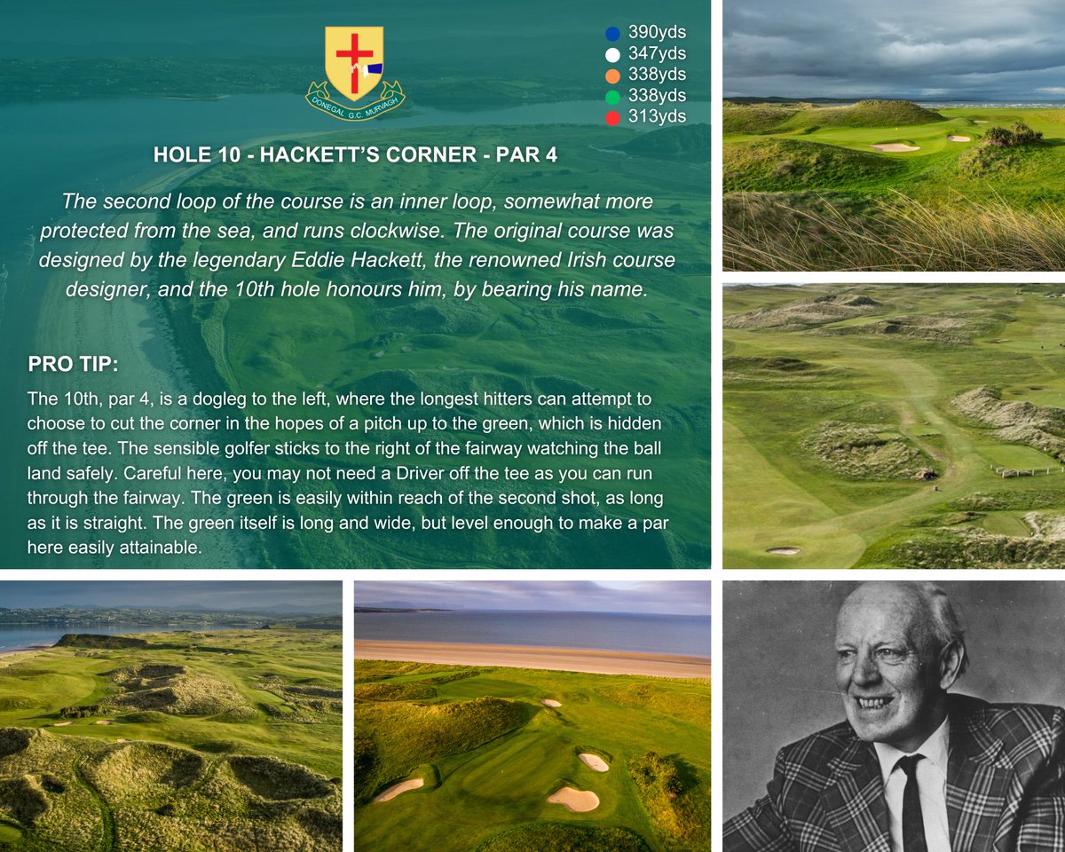 donegalgolfclub's tweet image. HOLE 10 - HACKETT'S CORNER

The original course was designed by Eddie Hackett, who came to Murvagh when it was just a blank canvas &amp;amp; created one of his masterpieces. We honour his great vision with 10th hole bearing his name

#MagnificentMurvagh #IrishGolf #GoVisitDonegal
