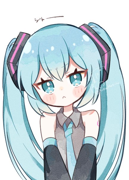 hatsune miku 1girl solo twintails necktie long hair shirt detached sleeves  illustration images