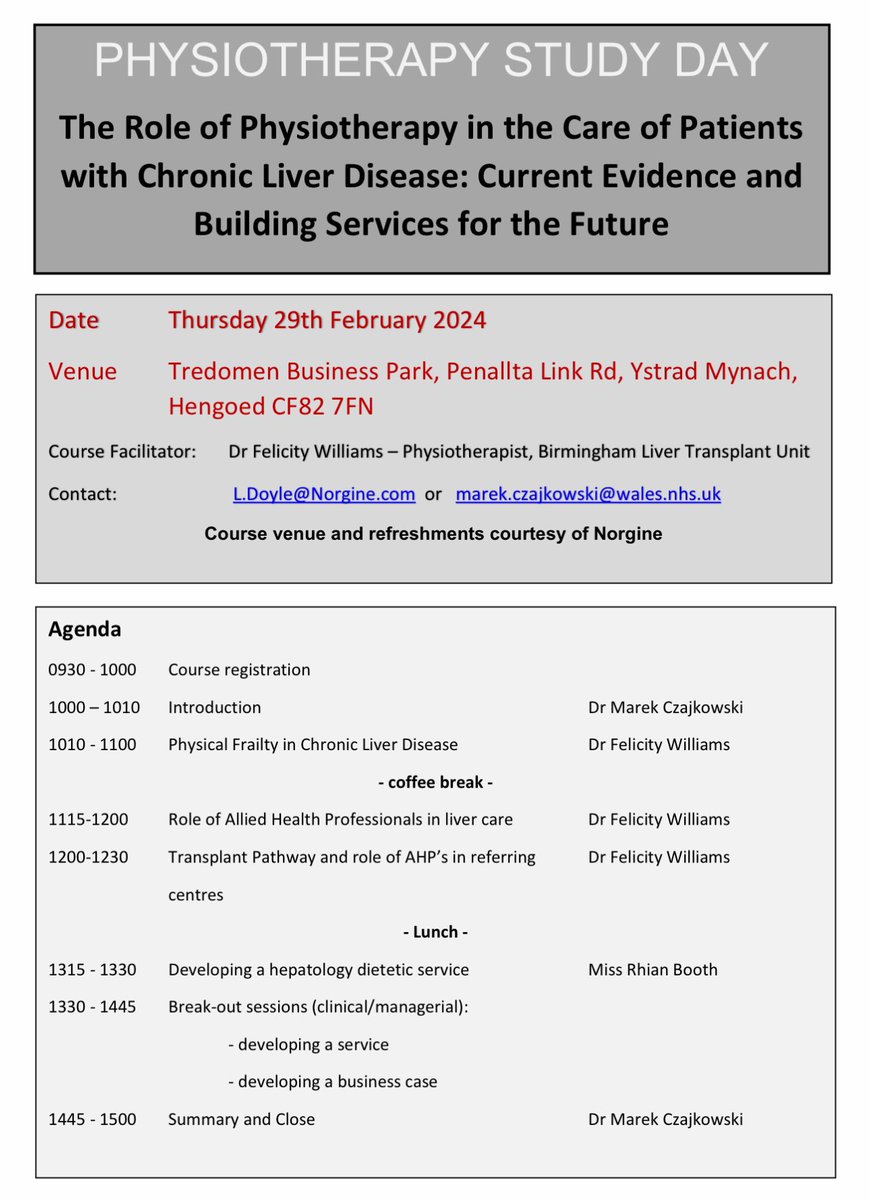 Marek Czajkowski (@captcholangio) on Twitter photo Looking for physio champions in Wales to get this ball rolling. Huge thanks to <a href="/liverphysio/">Dr Felicity Williams</a> and Lana <a href="/norgineukire/">Norgine UK & Ireland</a> for organising. Looking for physio champions in Wales to get this ball rolling. Huge thanks to <a href="/liverphysio/">Dr Felicity Williams</a> and Lana <a href="/norgineukire/">Norgine UK & Ireland</a> for organising.