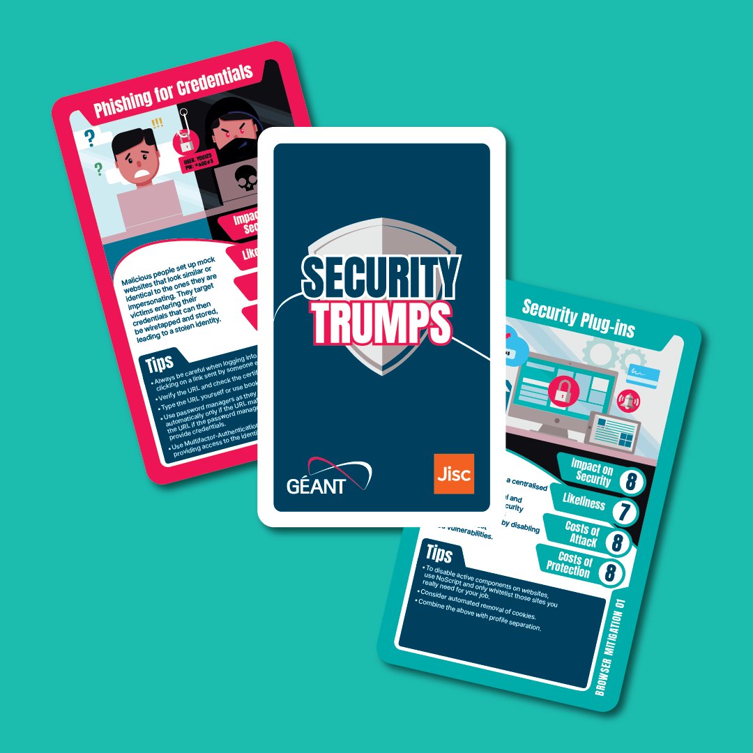 Jisc's tweet photo. π Head over to our Jisc stand now to pick up your free pack of security trumps, a fun card game designed around #cybersecurity πΎ #JiscSec https://t.co/0suh3m0WYc