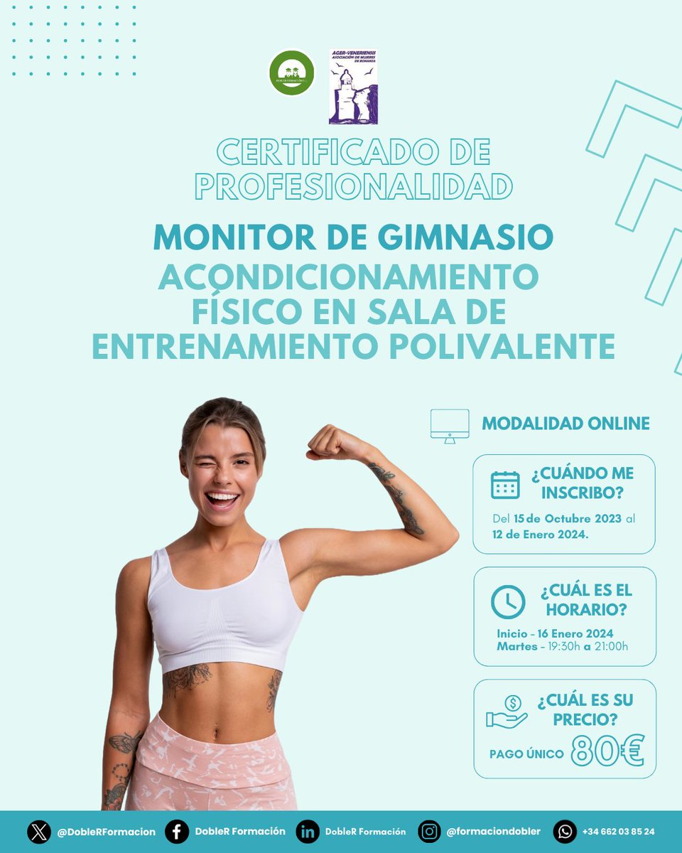 🌟| ¡Descubre tu futuro en el mundo del fitness!   
📷| Prepárate para roles variados: monitor de aparatos, entrenador, preparador físico y más. Nuestro curso de Monitor de Gimnasio te brinda las habilidades necesarias para destacar.