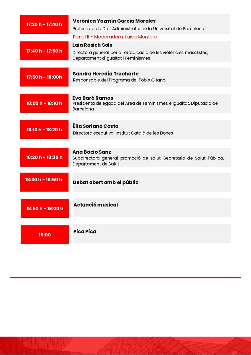 Aquí tenemos el programa de las próximas jornada de Antigitanismo de genero.

Recuerda:
27 de noviembre a las 16:00 en Palau Robert [ Pg. de Gracia, 107 ]

¡Os esperamos!

Inscríbete en este link:
docs.google.com/forms/d/e/1FAI…

#OpreRoma