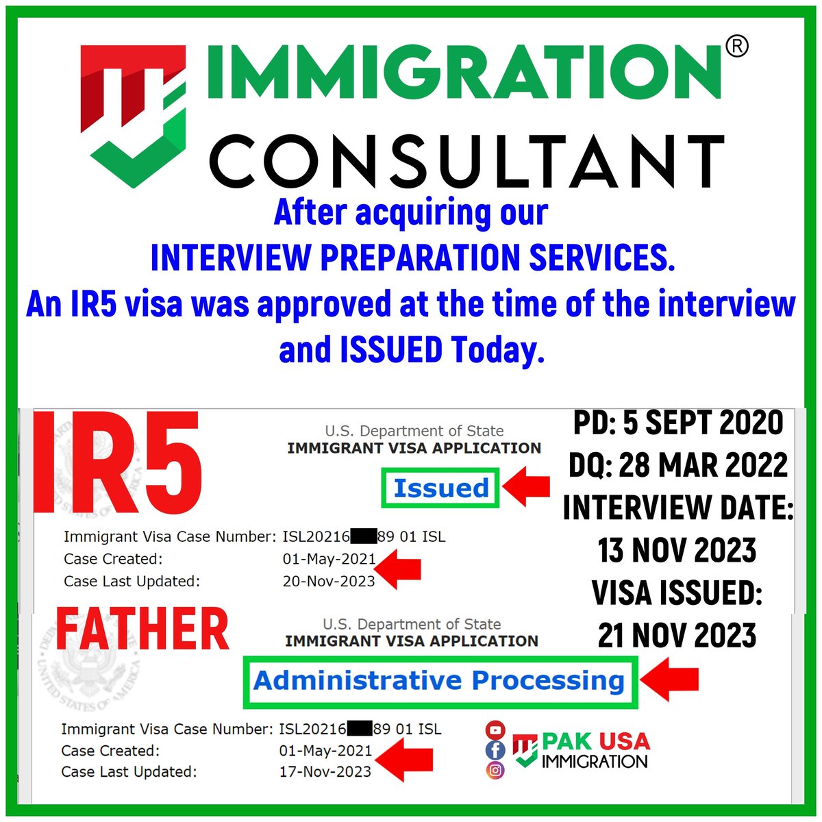 PakUSAImmigrant's tweet photo. IR FAMILY VISAS ISSUED: IR1 SPOUSE VISA AND IR5 PARENTS VISAS #usimmigration #PakUSAImmigration #MJImmigrationConsultant #F2A #IR1 #CR1 #IR5 #PakUSImmigration #USVisa #USCIS #NVC #immigrationconsultant #US #USA #pakusat75 #cr1visa #Immigration #pakusaat75 #ImmigrationExperts https://t.co/U5B6EsIQwZ
