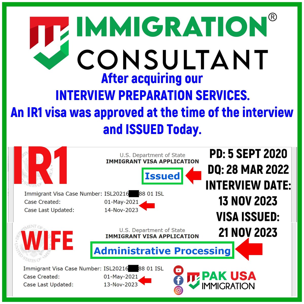PakUSAImmigrant's tweet photo. IR FAMILY VISAS ISSUED: IR1 SPOUSE VISA AND IR5 PARENTS VISAS #usimmigration #PakUSAImmigration #MJImmigrationConsultant #F2A #IR1 #CR1 #IR5 #PakUSImmigration #USVisa #USCIS #NVC #immigrationconsultant #US #USA #pakusat75 #cr1visa #Immigration #pakusaat75 #ImmigrationExperts https://t.co/U5B6EsIQwZ