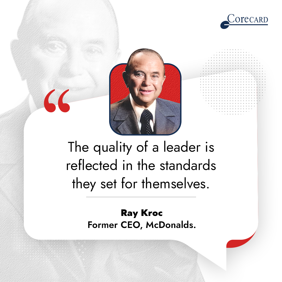 CorecardIn's tweet image. Kroc's wisdom emphasizes that leadership entails integrity, dedication, and continuous improvement, setting high standards to inspire excellence.

#CorecardIndia #quoteoftheday #Raykroc #leader #thoughtfullness #commitment #wordsofwisdom #knowledge