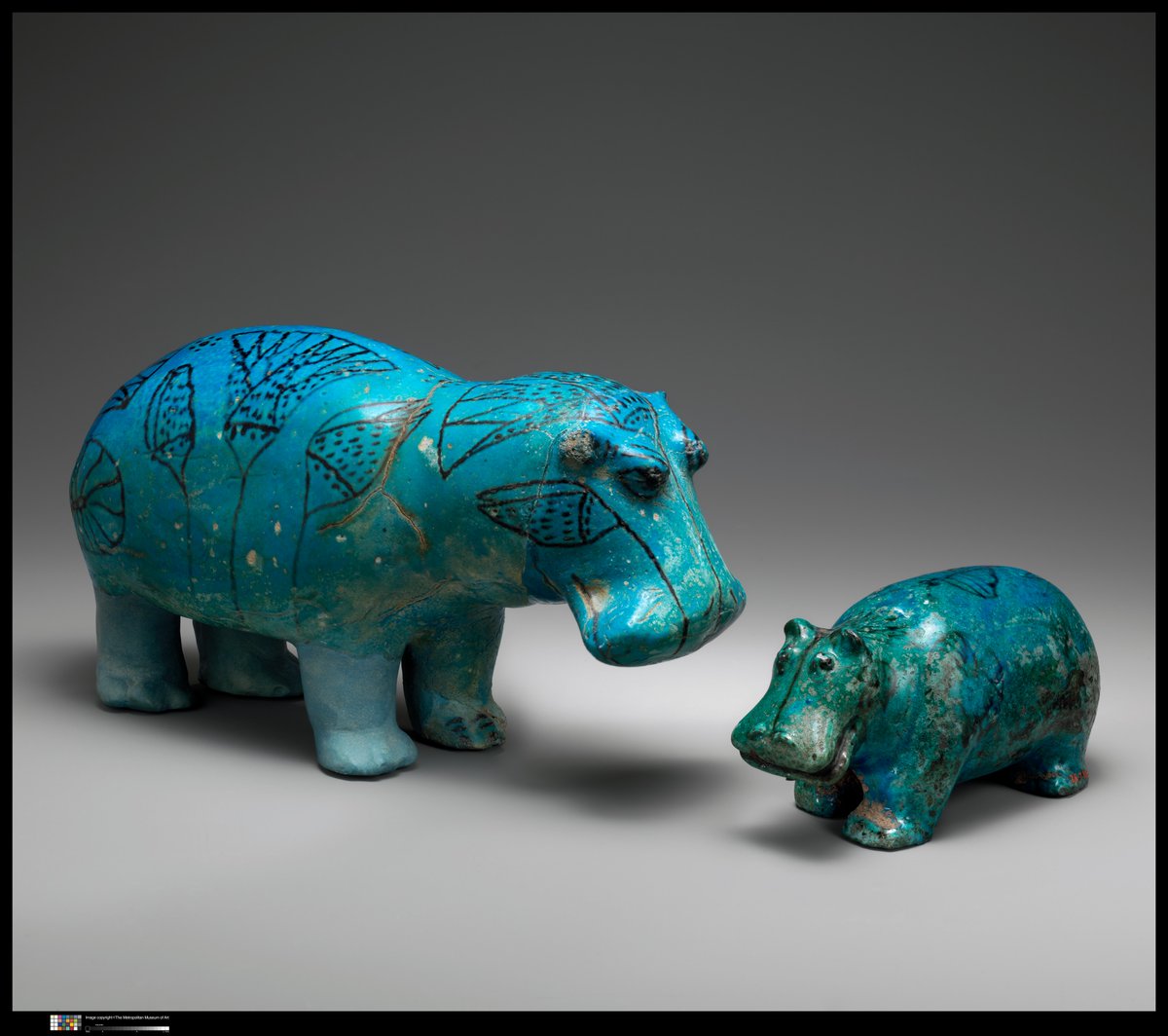 @archaeologyart Ancient Egyptian Hippos are so cool. Here are another two from the same period! These were molded in faience, a ceramic material made of ground quartz.