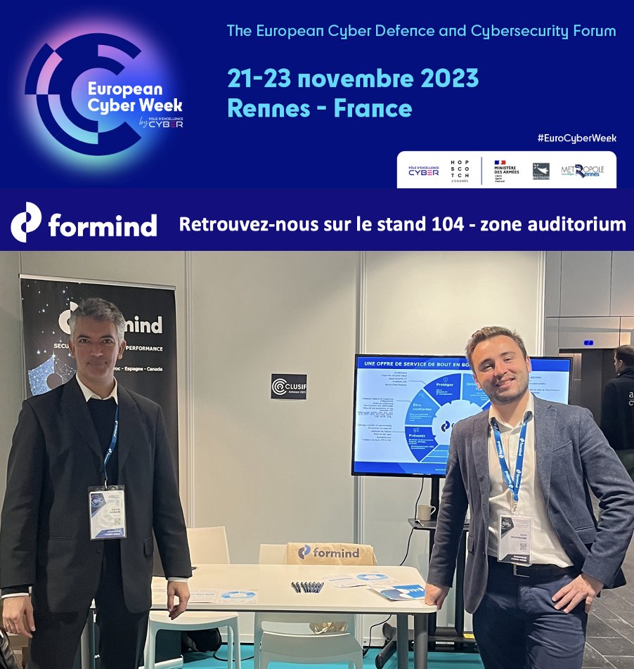 Nous sommes en direct de l'European Cyber Week - Official page ! 
Venez échanger avec nous stand 104 - zone auditorium 📍
David Aznar et Alex Duchesne répondront à toutes vos questions 🤩