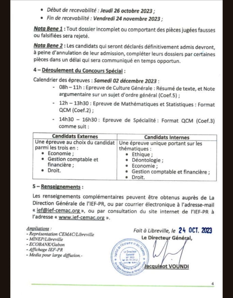 #Communiqué portant ouverture d'un Concours Spécial organisé par l’Institut de l’Economie et des Finances (IEF) en vue d'intégrer les services des Douanes, des Impôts, de la Dette, de la Statistique et de la Concurrence.