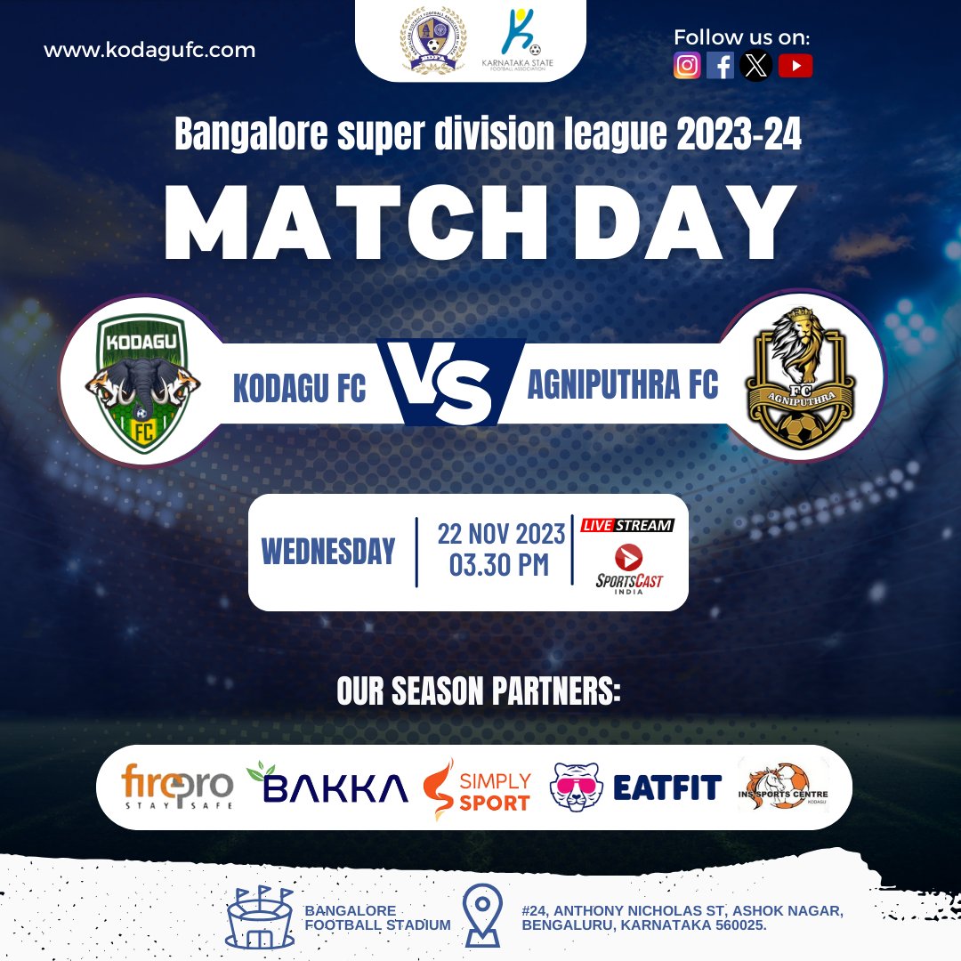 MATCH DAY ALERT🔥

Get ready, Fans! It's time to cheer your team. It's time to pass on that positive energy to raise our spirits as We are set to give it all.

#KodaguFC #BDFA #SuperDivision #MatchDay #Lastmatch