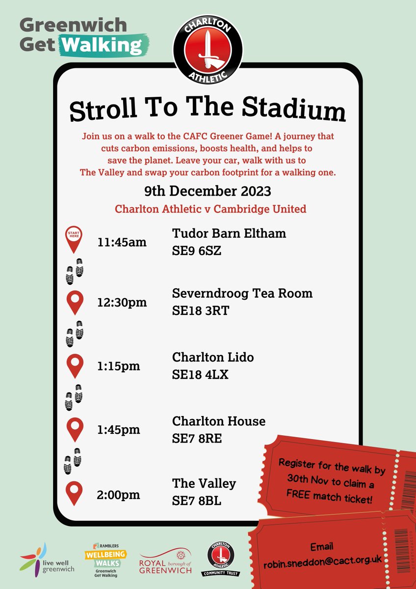 Join us at any of the following stops as we Stroll to the Stadium on the 9th December to recognise the importance of active travel and reducing emissions, for a healthy body, mind and planet. Email Robin to register for the walk. Register before the 30th November for a free…