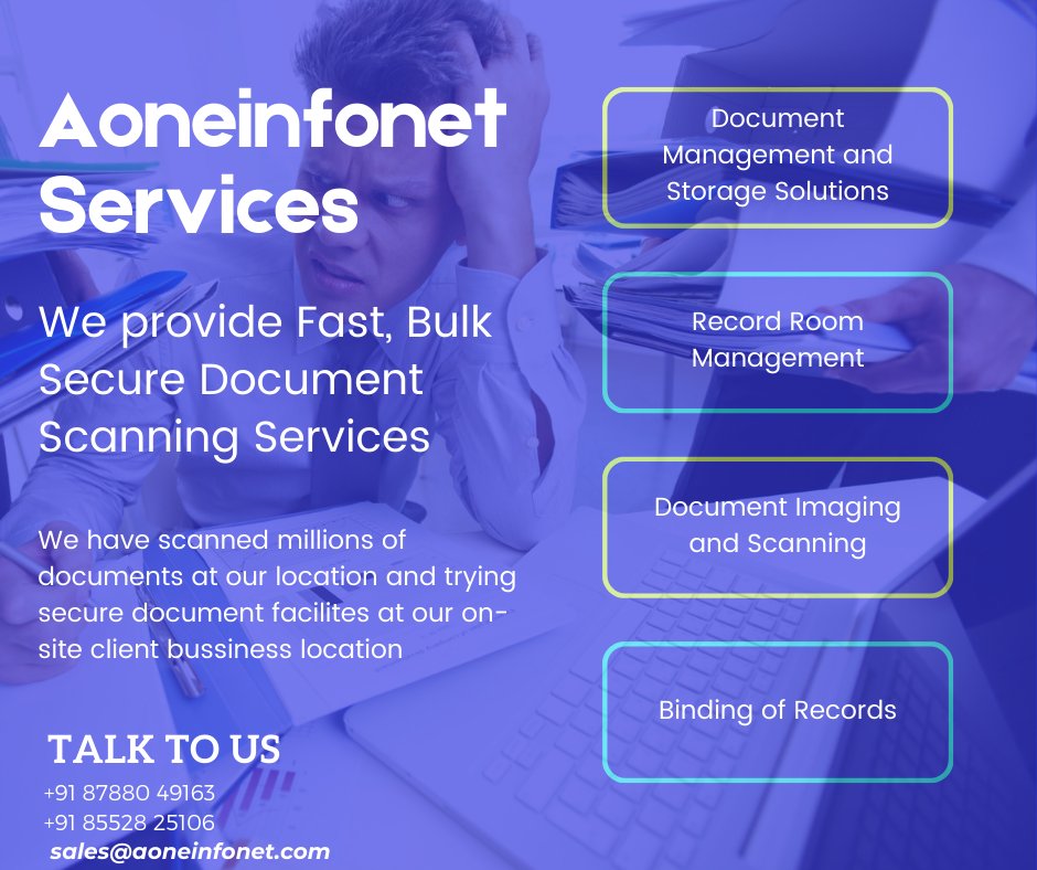 Our organisation helps optimize office space and helps protect environment by reducing paper wastages.
#document #scanning #pdf #dataentry #startup #entreperur #indexing #easy #book #linkedin #company #bulkscanning
#quality #data #project #email #services #maintenance #service