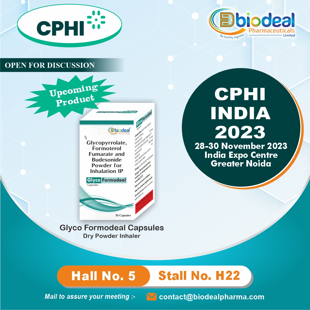 Biodeal Pharmaceutical Limited feels exhilarated of being an exhibitor of India’s largest Pharmaceutical CPHI India 2023. Reach us at CPHI India on Hall No. 5, Stall No. H22 📞 : +91 9311447882 ✉️ : contact@biodealpharma.com #cphi #PharmaExpo #exibition #export #pharma