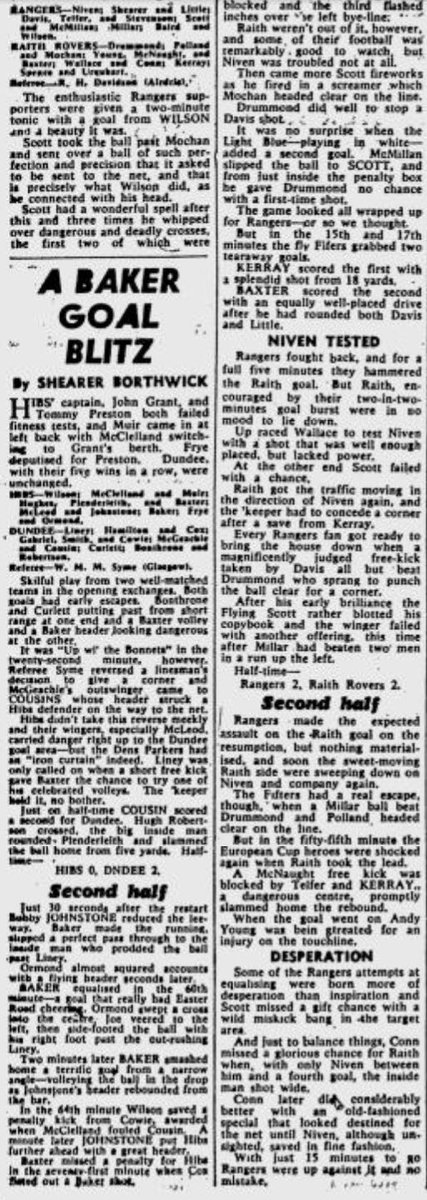 NoMovingOn's tweet photo. Jim Baxter ran the show and Jim Kerray hit a match-winning double as Raith Rovers earned a superb 3-2 victory at Rangers OTD in 1959.
Raith brilliantly rallied from two down for a fifth straight win, Baxter shining in a display which led to Rangers signing him months later. https://t.co/kmrkEet7bG