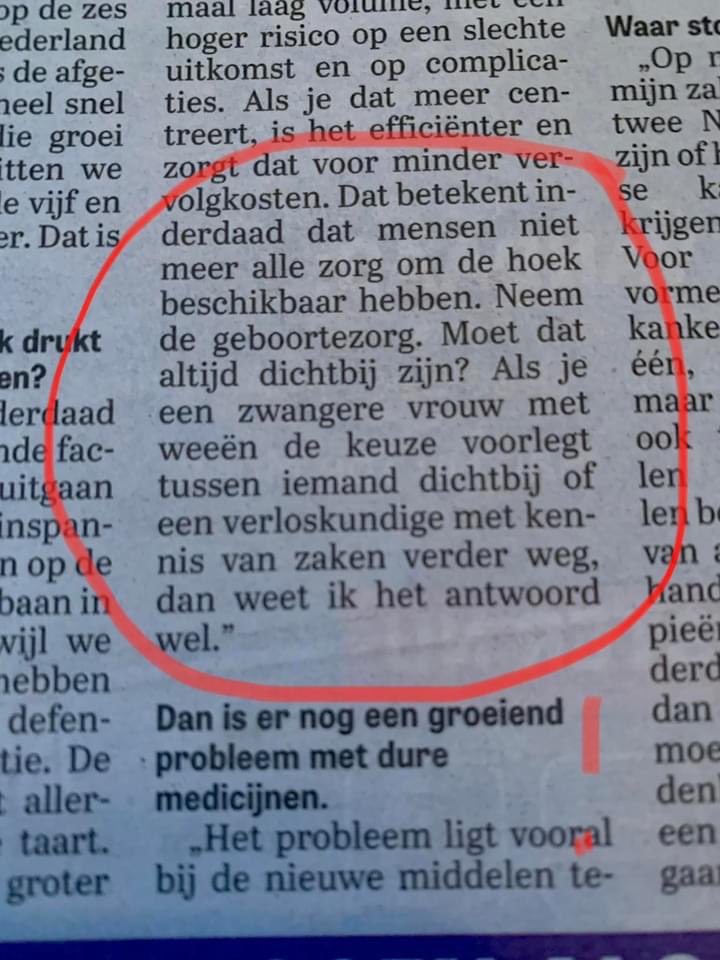Wat een belachelijke opmerkingen van <a href="/ministerVWS/">Sophie Hermans</a> In Nederland is ‘iemand dichtbij’ óók een #verloskundige met kennis van zaken. Ongelofelijk schofferend dit  en gespeend van kennis van zaken. <a href="/De_KNOV/">KNOV</a> @nvog 1/