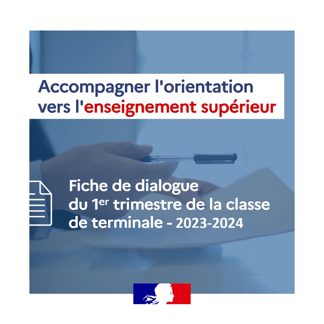 Eduscol's tweet photo. 🧭 La fiche de dialogue du 1er conseil de classe de terminale vise à recueillir les intentions d'#orientation post-bac des lycéens.

Elle permet à l'équipe pédagogique de fournir des conseils et recommandations utiles pour éclairer leurs vœux 📝 

➡ https://t.co/xZHHW2qthZ https://t.co/jPoijxVfcG