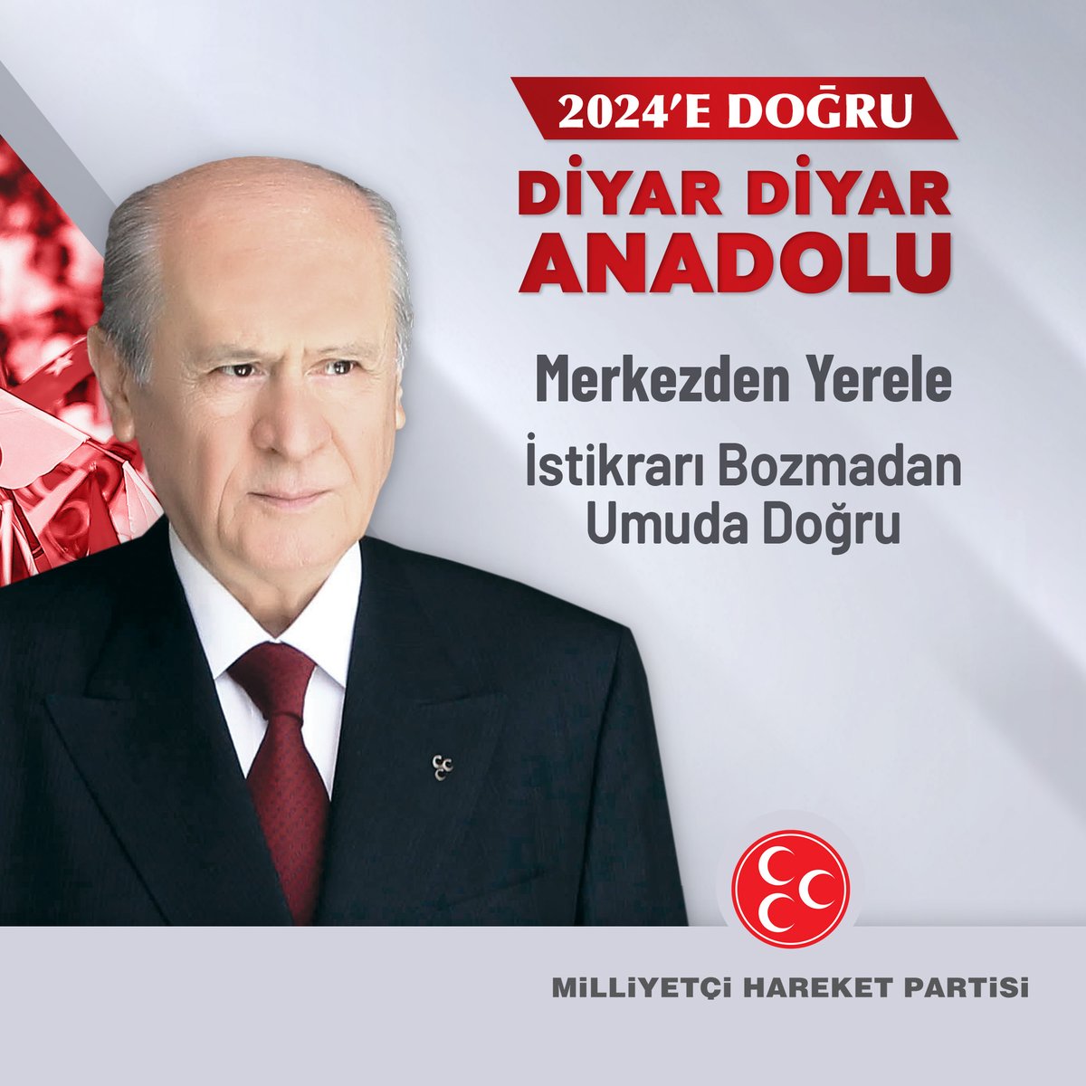 MHP_Bilgi's tweet photo. 2024’E DOĞRU DİYAR DİYAR ANADOLU

Merkezden Yerele
İstikrarı Bozmadan
Umuda Doğru https://t.co/jkSUJqt2hB