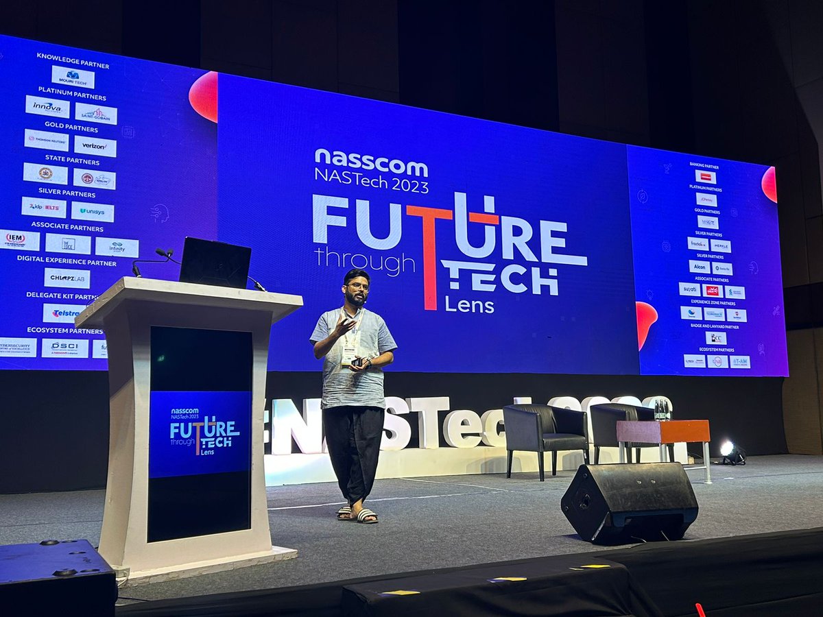 nasscom_member_'s tweet image. &quot;If you want to revolutionize something using tech, you have to make it accessible to everyone. How can you make it accessible? Only by making it affordable.&quot; Pranav Vempati from @makers_hive sharing a key insight for innovators to consider at the #NASTech2023.