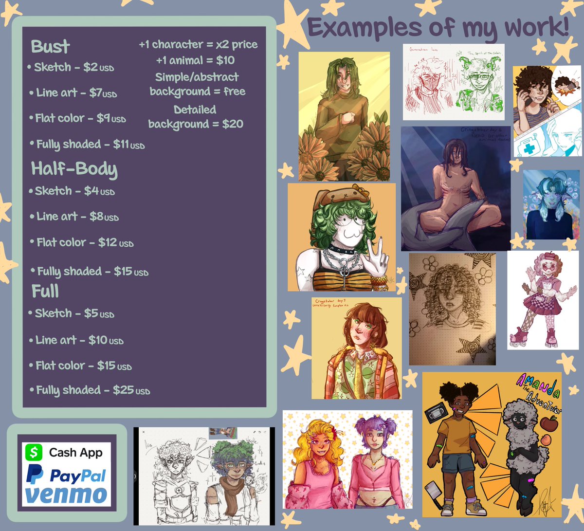 Raythedumbenby7's tweet photo. My commissions are open now for very cheap! I’m trying to earn money for myself as a young artist with a chronic illness, and commissions will be GREATLY appreciated!!

#artcommissions #commisionsopen #youngartist #art #digitalart #digitalcommissions https://t.co/0WCLeezbDW