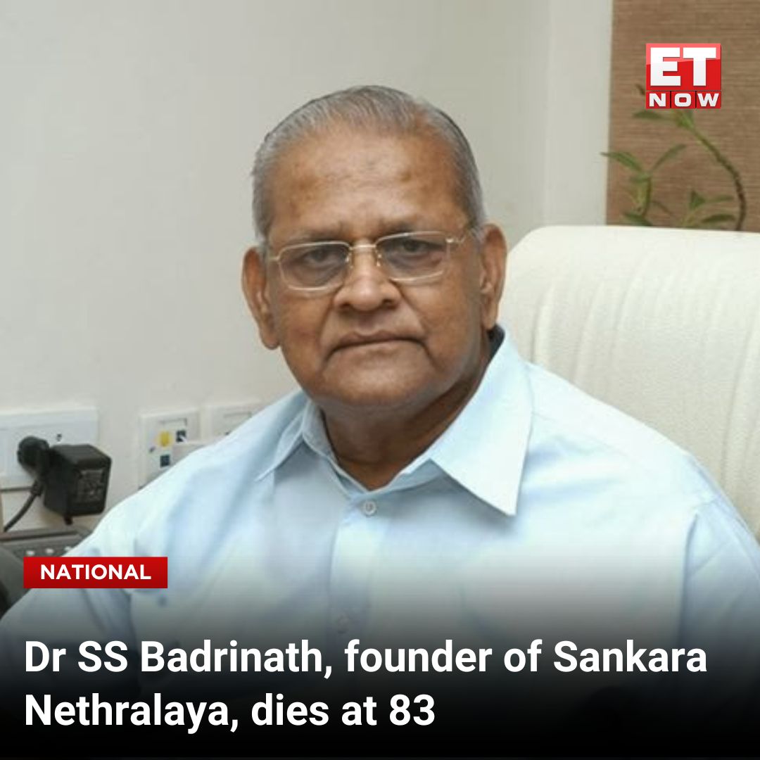 #SankaraNethralaya founder and chairman emeritus Dr #SSBadrinath passed away earlier today. He was 83.

He founded the biggest charitable eye hospitals, Sankara Nethralaya, in Chennai. He was a beacon of hope in the field of ophthalmology and charitable healthcare.