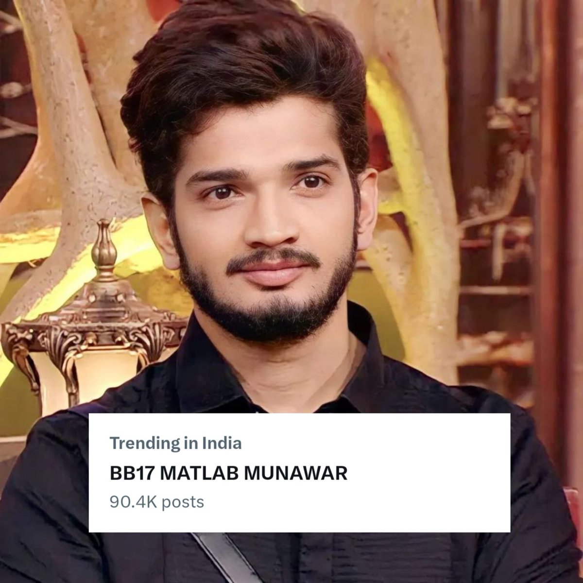 BollySpy's tweet photo. Munawar Faruqui's fanbase sets Twitter abuzz as they trend 'BB17 MATLAB MUNAWAR.' 

Can you guess how many are a part of this trending wave? 🌟📈 

#MunawarFaruqui #BiggBoss17 #BiggBoss #BB17 #MunawarKiJanta #FanPower https://t.co/vxuCKLL2OP