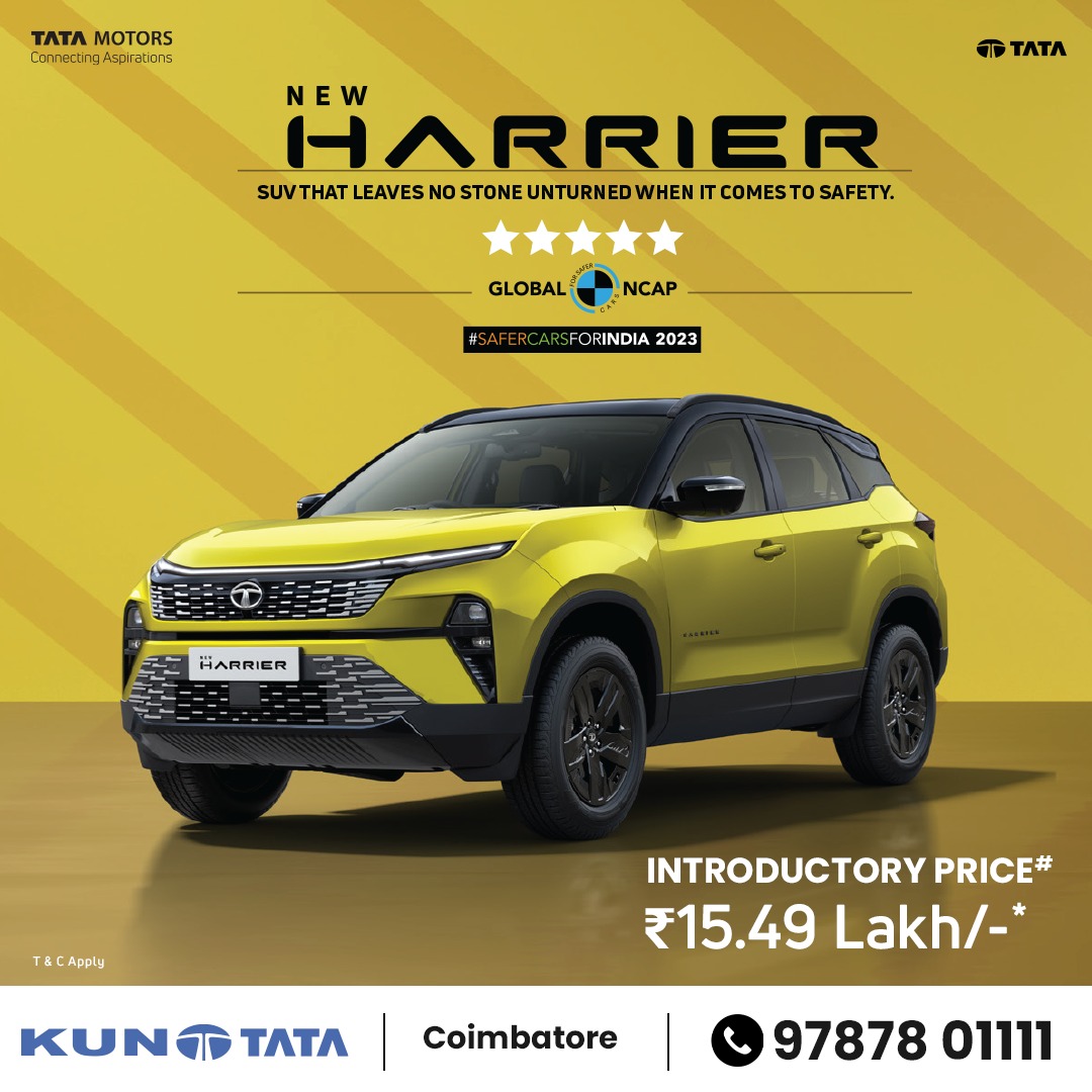 Loaded with best-in-class safety, elegant interiors, and cutting-edge technology, the New Harrier is winning all hearts!

#KunTata #WeAreWarriorsWeAreHarriers 
#NewHarrier #TataHarrier 
#TataMotorsPassengerVehicles