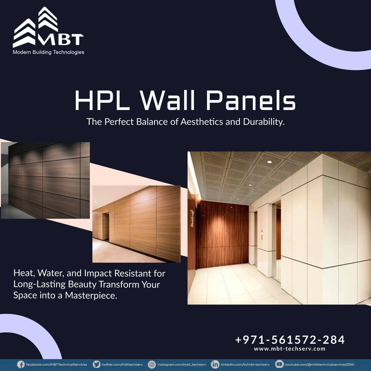 mbttechserv's tweet photo. Transform Your Space with HPL Wall Panels!
Looking to elevate your interior design game? Say hello to our stunning HPL Wall Panels!
🔍 Find out more here: https://t.co/zXLM0MVWup
📱 WhatsApp: +971502323001
📞 Call: +971561572284
📧 Email: info@mbt-techserv.com
#mbt #hplwallpanel https://t.co/NzePND1y8T