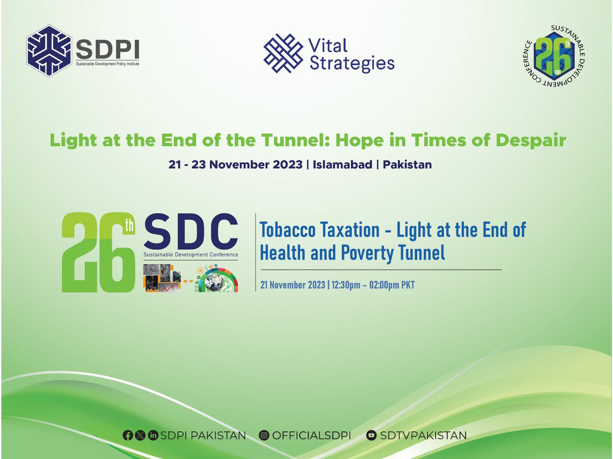 Join debate on Tobacco Taxation - Light at the end of Health and Poverty Tunnel. Discussion points: 1️⃣Nexus of health & poverty 2️⃣Nexus of tobacco taxation & SDGs 3️⃣Goal 1: No poverty us06web.zoom.us/webinar/regist… #SDC2023