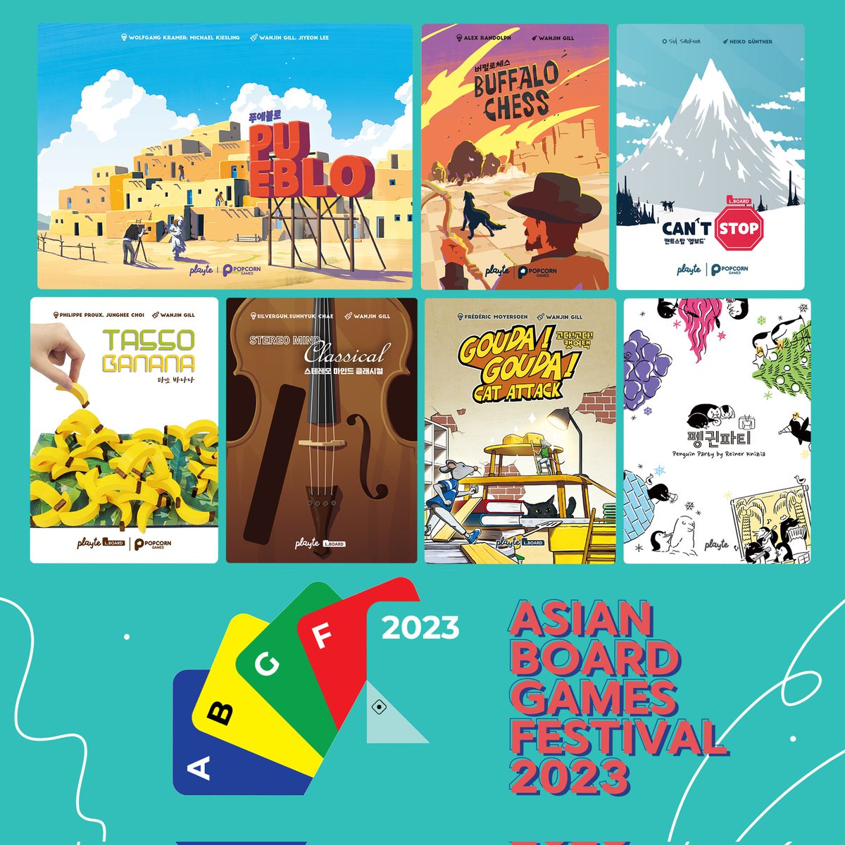 Playte_games's tweet photo. #Playte is on Singapore! Let's meet at #ABGF #Fusionopoly Fri-Sun, 24-26 Nov 2023
PRE-ORDERS page
https://t.co/uLjBhjkQkm
#Gameology #AsianBoardgameFestival #Boardgame #LBoard #Pueblo #BuffaloChess #CantStop #TassoBanana #StereoMind #GoudaGouda #Money #PenguinParty https://t.co/JRy8piWRhS