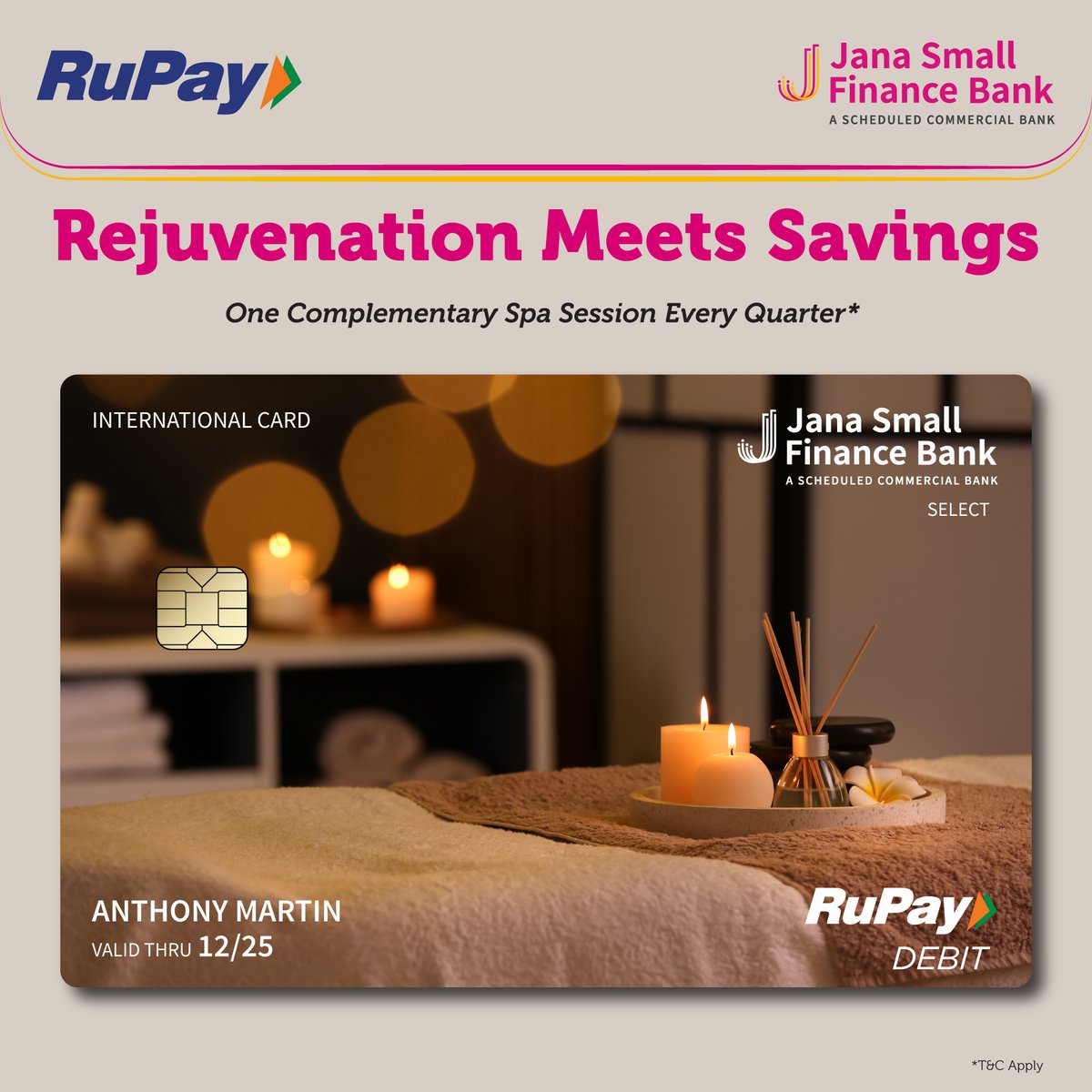 janabank's tweet photo. Unlock a world of benefits with Jana SFB Rupay Debit Cards. Enjoy the ease of transactions, reap exciting rewards and embrace financial security.

Know more at https://t.co/Xxku3ujWPw

#JanaSFB #Banking #EasyBanking #SecuredBanking #DebitCards #SelectDebitCard https://t.co/gIH62gZjZv