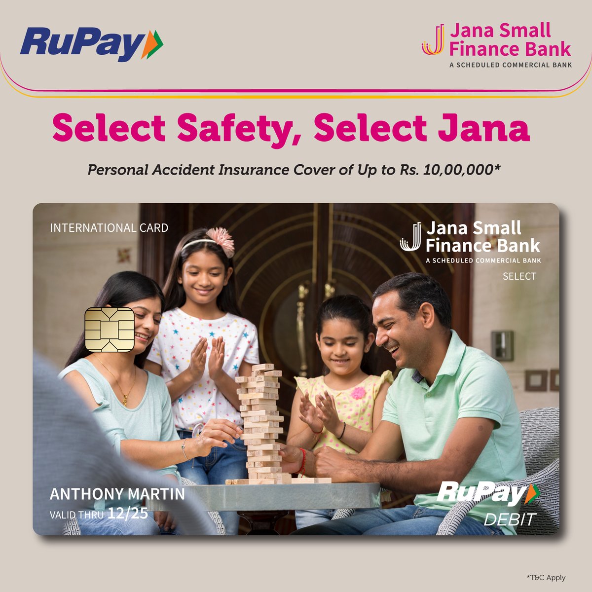 janabank's tweet photo. Unlock a world of benefits with Jana SFB Rupay Debit Cards. Enjoy the ease of transactions, reap exciting rewards and embrace financial security.

Know more at https://t.co/Xxku3ujWPw

#JanaSFB #Banking #EasyBanking #SecuredBanking #DebitCards #SelectDebitCard https://t.co/gIH62gZjZv