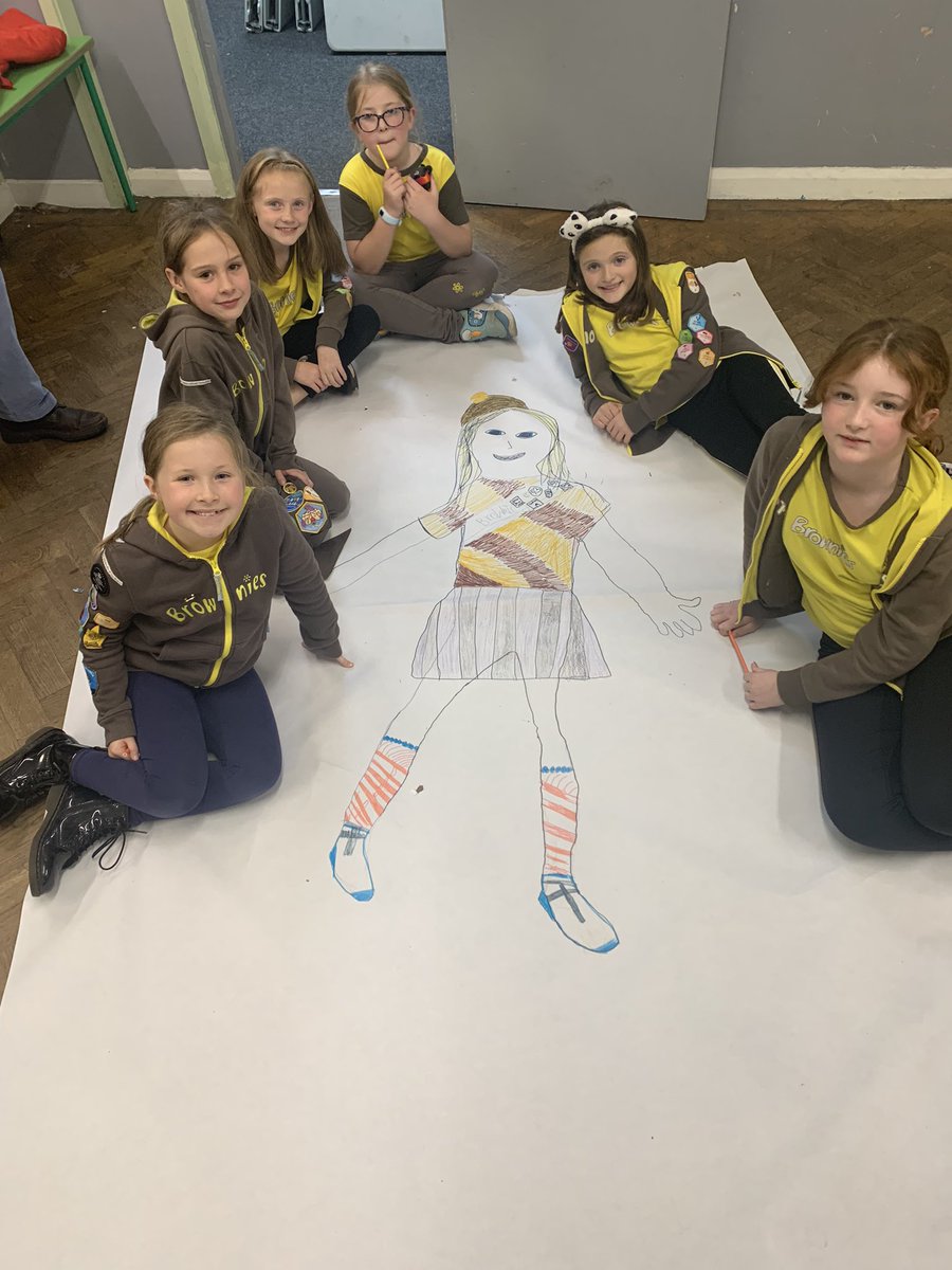 We looked at the Brownie uniform over the years &amp; how it’s changed. We thought Brown Owl’s 1980s uniform didn’t look very comfortable!
We then designed what we think the uniform will look like in 50 years time.