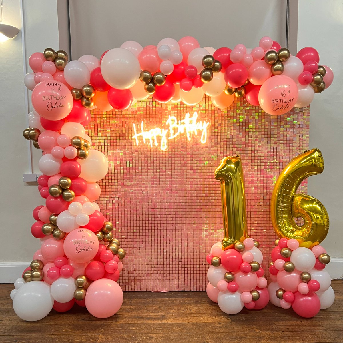 ✨HAPPY SWEET 16 ✨ This Pink sequin shimmer wall with a Demi Balloon Arch using different shades of pinks, white and chrome gold with the neon Happy Birthday sign.
More info on web site  on our Party Packages.  
Link is in the Bio. #sequinwall #bristolsmallbusiness #bristol