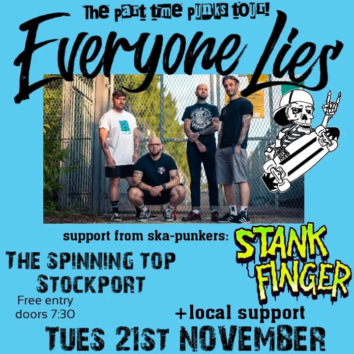 Tues 21st.  Tonight's gig is SOLD OUT!
#thebliss #everybodylies #stankfinger #parker #skatepunk #poppunkmusic