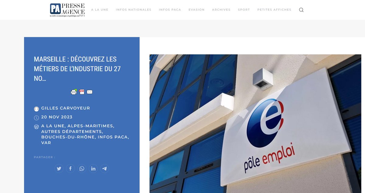 🗞️REVUE DE PRESSE🗞️
Marseille : découvrez les métiers de l'industrie du 27 novembre au 1er décembre
presseagence.fr/marseille-deco… via @PresseAgence1 
@poleemploi_paca