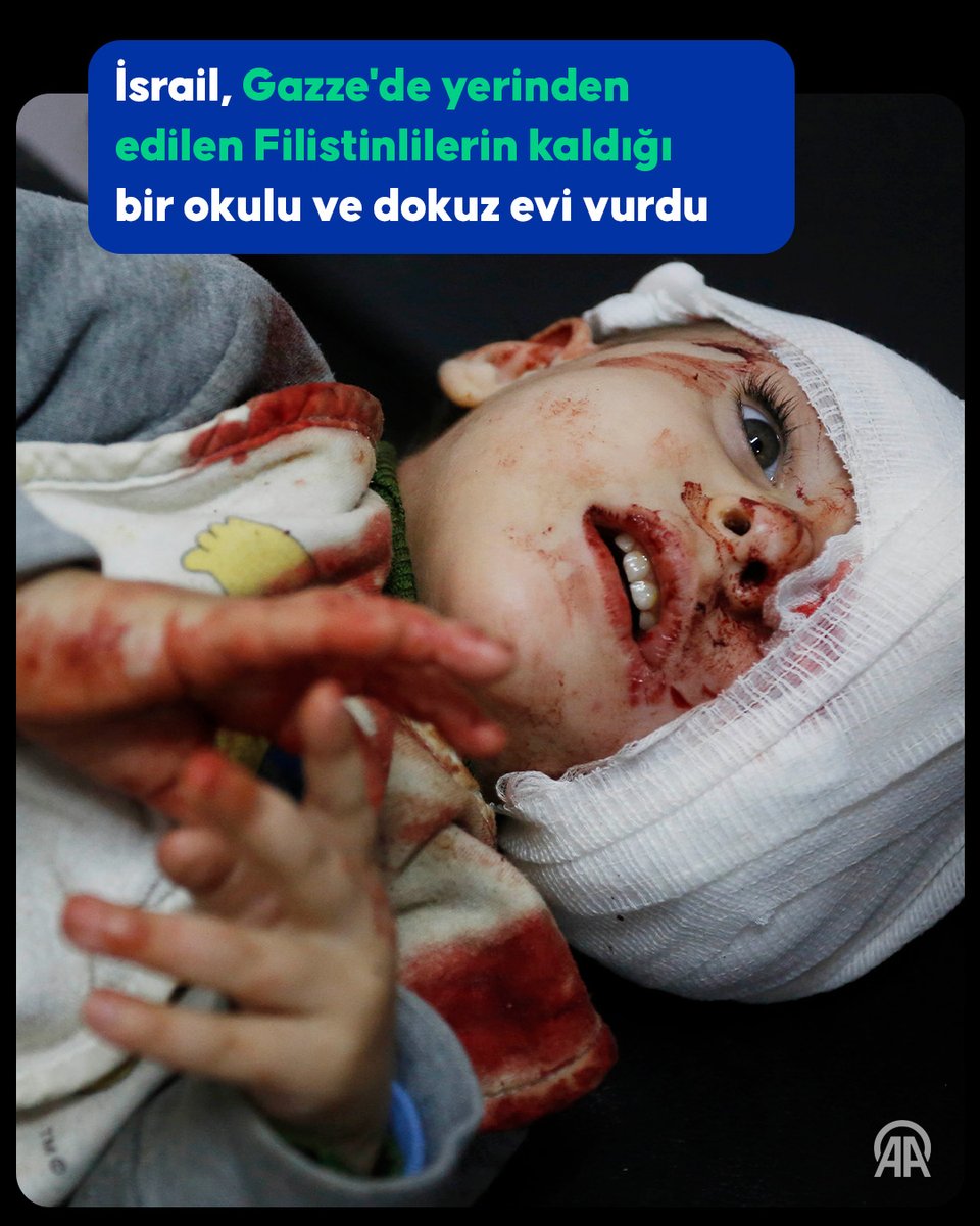 anadoluajansi's tweet photo. Filistin resmi haber ajansı WAFA'nın haberine göre, İsrail savaş uçakları Gazze'de yerinden edilen Filistinlilerin kaldığı bir okulu ve dokuz evi hedef aldı, çok sayıda ölü ve yaralı olduğu açıklandı https://t.co/7LxQZQpErM https://t.co/D17m5BctNB